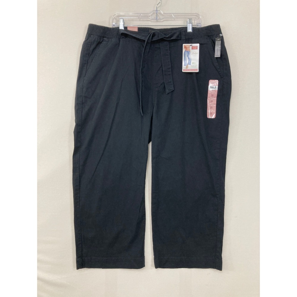 New Signature by Levi Strauss Pull-On Wide Leg Crop size 20 Black Stretch Casual
